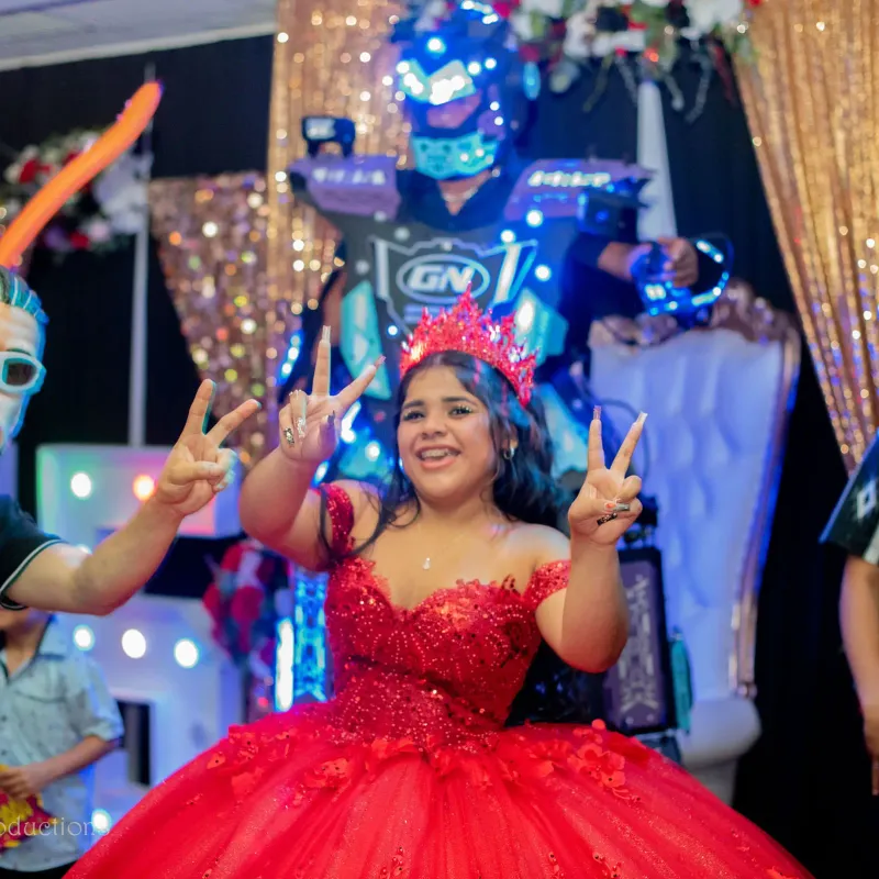Dance floor moment during a quinceanera celebration