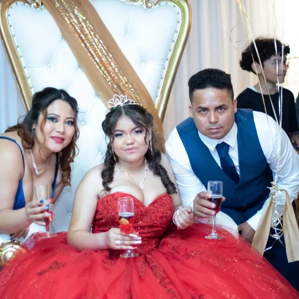 Quinceañera brindis toast with family in Richmond VA