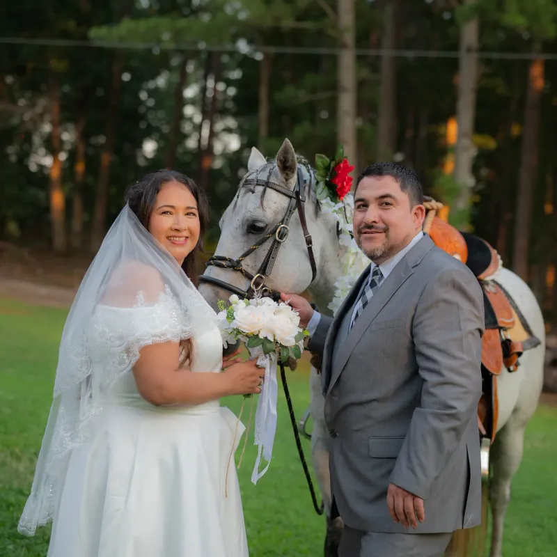 Wedding portrait session with a horse in Virginia
